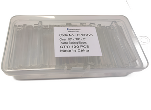 EPSB125:  Clear Plastic Setting Blocks. Size: 1/8"x1/4"x2"