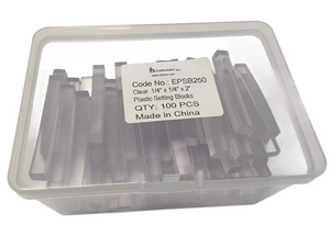 EPSB250:  Clear Plastic Setting Blocks. Size: 1/4"x1/4"x2".