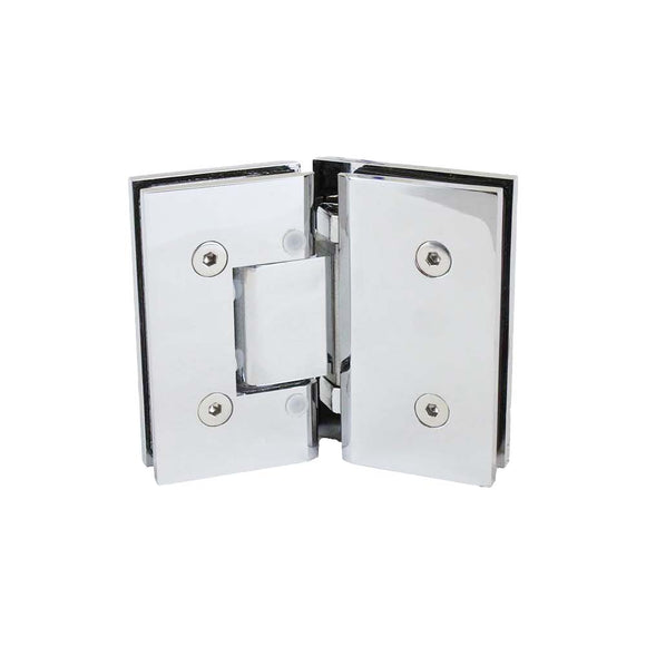 HH104A: Heavy Duty Glass to Glass Hinge, 135 Degree Adjustable, Square Style.