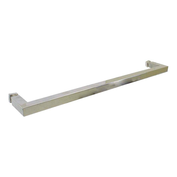 SQ24SS:  Stainless Steel Square Towel Bar, Single Side Glass Mount.