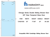 CHGD7830,  Chicago Series Tempered Glass Sliding Door.