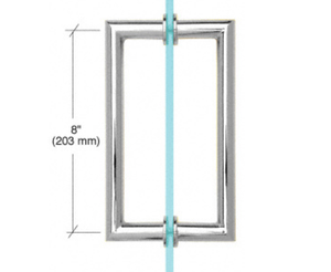 MT8X8WSS : 8" Round Tubing Mitered Corner Back-to-Back Pull Handle, Stainless Steel Material, With Metal Washers.,