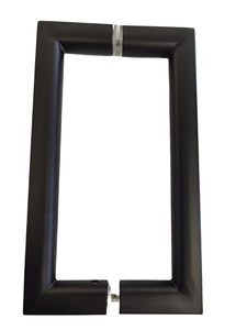 SM8X8SS:    Square halfmoon  style door pull, 8" CTC,  back to back mount.
