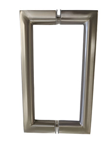 SM8X8SS:    Square halfmoon  style door pull, 8" CTC,  back to back mount.