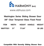 WAFP7831, Washington Series Tempered Glass Fixed Panel.