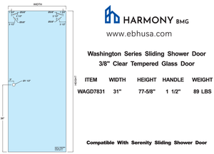 WAGD7831, Washington Series Tempered Glass Sliding Door.