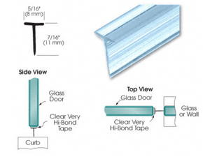 ESDTWT2: Translucent Vinyl Edge "T" Wipe for 7/16" Maximum Gap with 3M Tape.