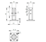 FWC01:  Frameless windscreen clamp, 2205 grade stainless steel, 4"x4"x6"